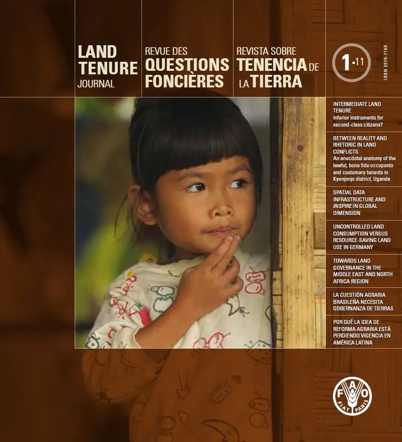 La Revue des questions foncières est une publication phare, accessible à tous et révisée par les pairs de la Division du climat, de l’énergie et des régimes fonciers (NRC) de l’Organisation des Nations Unies pour l’alimentation et l’agriculture (FAO). La Revue des questions foncières, lancée au début 2010, est le successeur de la revue Réforme agraire, colonisation et coopératives agricoles, publiée par la FAO entre 1964 et 2009.